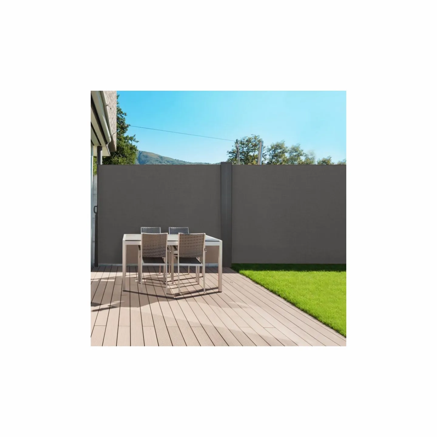 Paravent rétractable double gris anthracite*IDMarket