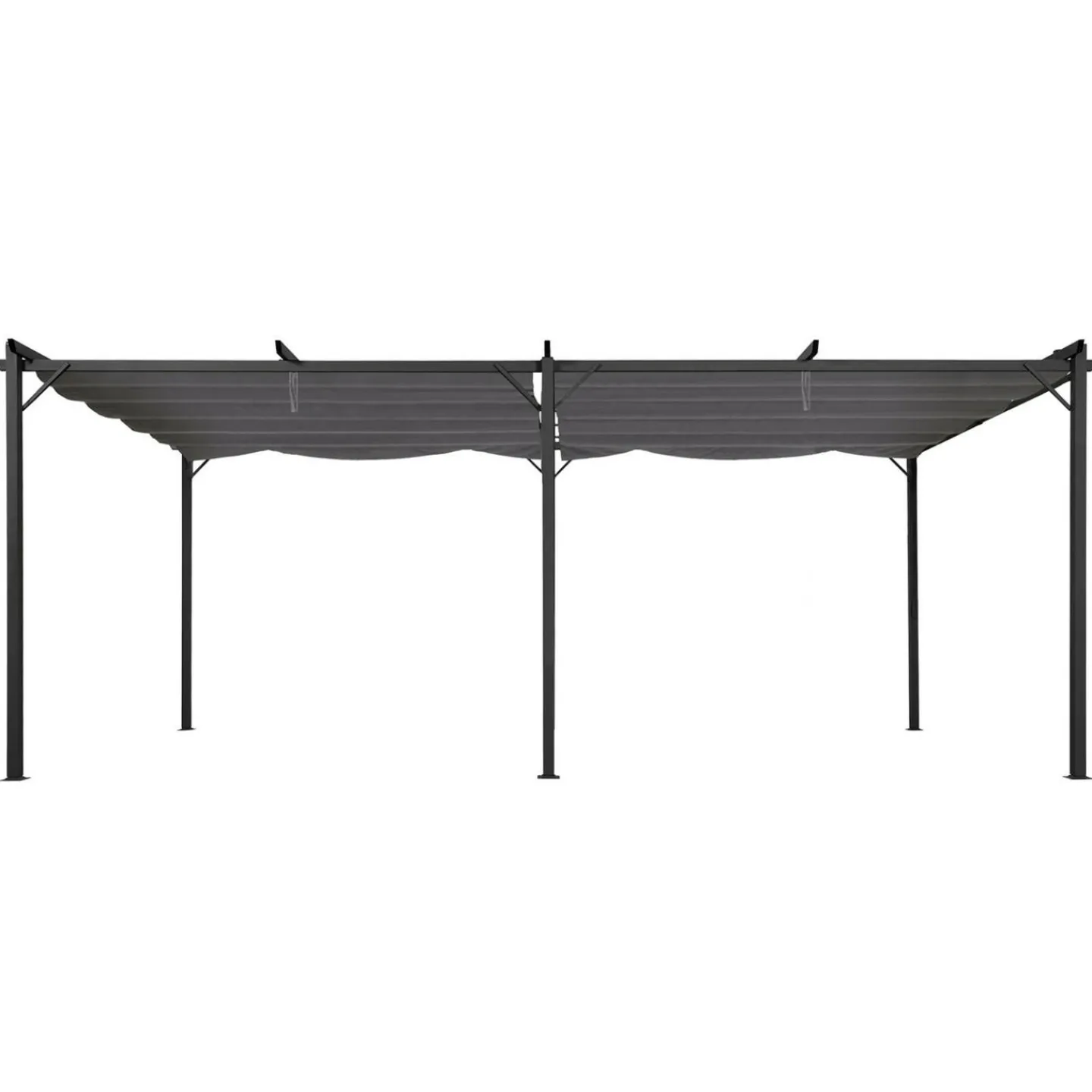 Pergola rétractable gris 6 pieds en acier 3x6 m et toile polyester*IDMarket Discount