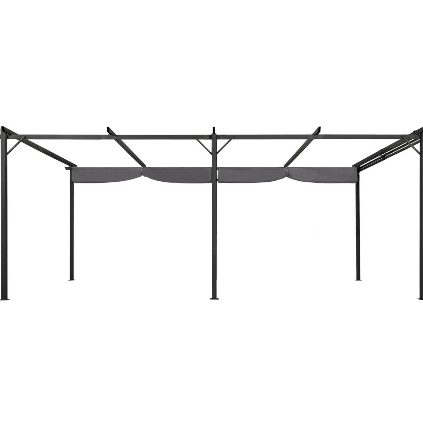 Pergola rétractable gris 6 pieds en acier 3x6 m et toile polyester*IDMarket Discount
