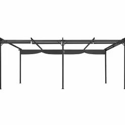 Pergola toit rétractable 3x6m gris anthracite et stores enrouleurs*IDMarket Best