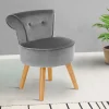 Petit fauteuil crapaud gris en velours*IDMarket