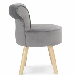 Petit fauteuil crapaud gris en velours*IDMarket