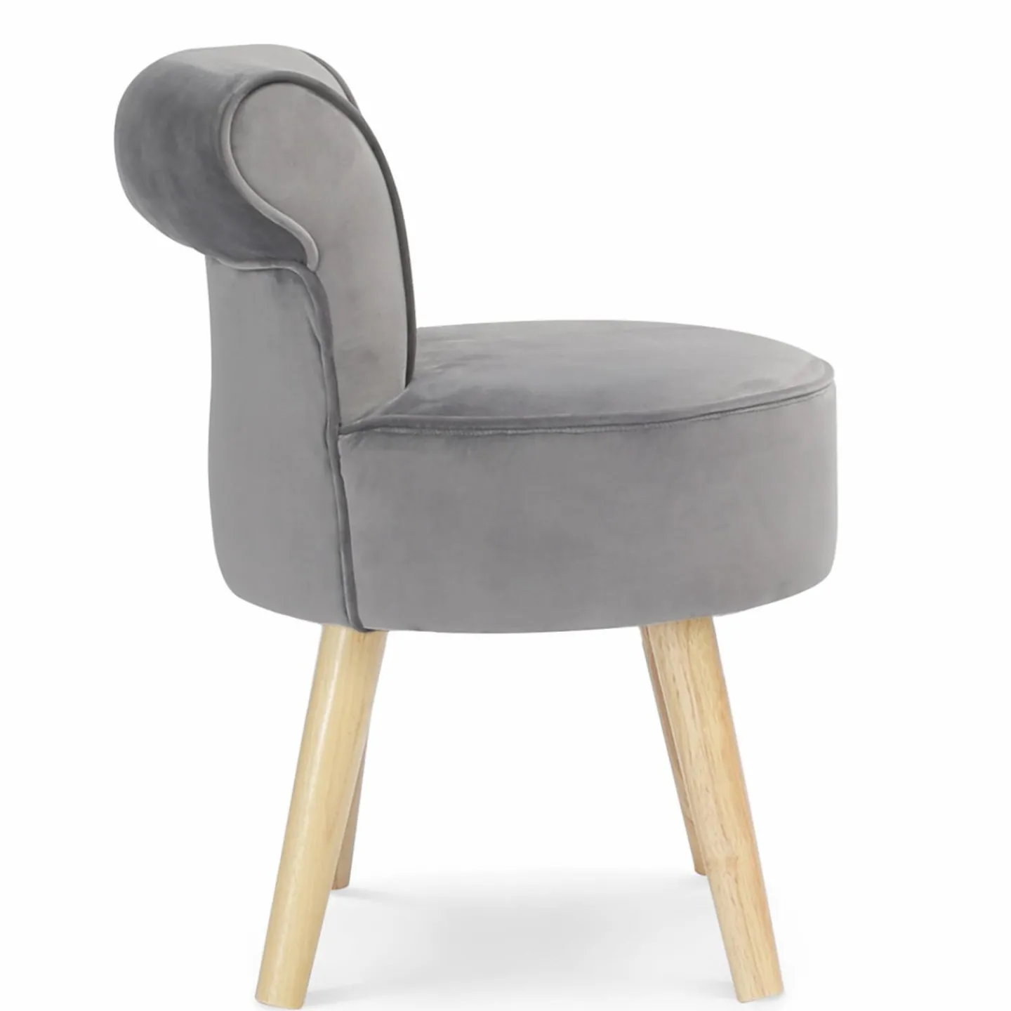 Petit fauteuil crapaud gris en velours*IDMarket