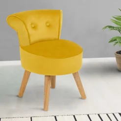Petit fauteuil crapaud jaune en velours*IDMarket Hot