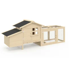 Petit poulailler en bois pour 2 poules avec enclos et pondoir sur pilotis*IDMarket Clearance