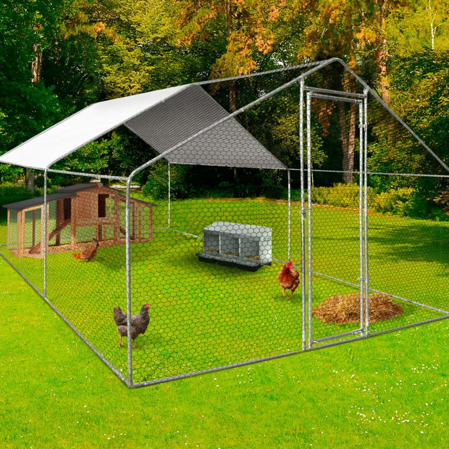 Pondoir pour poules 3 emplacements en métal nichoir avec fond*IDMarket