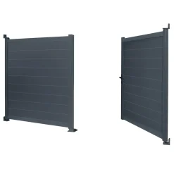 Portail battant 302x160 cm en aluminium gris anthracite*IDMarket Best