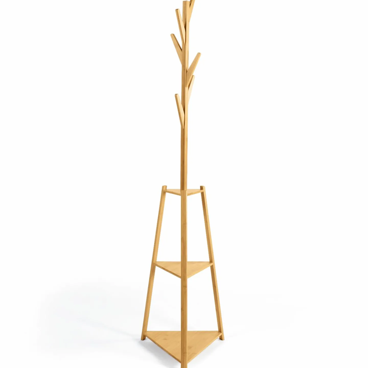 Porte-manteau bambou avec étagères d’angle*IDMarket Sale