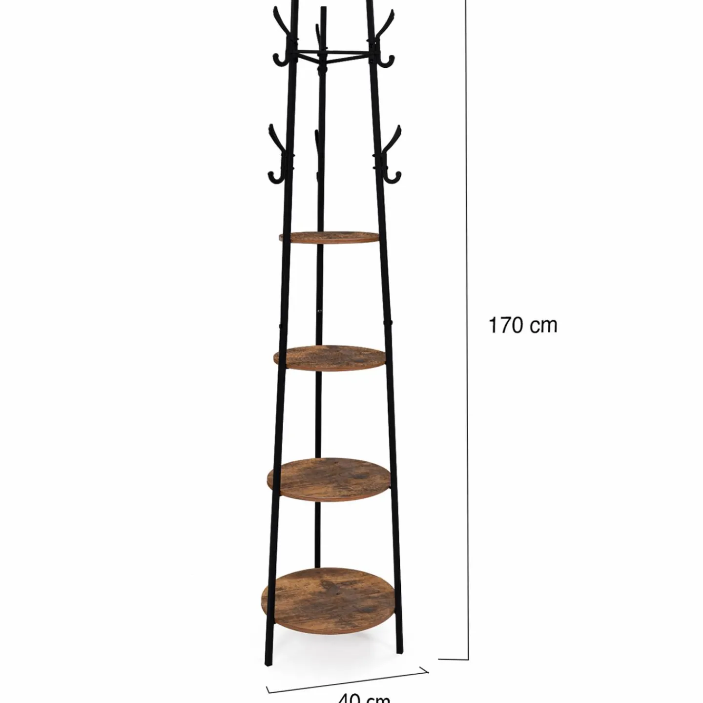 Porte-manteau industriel sur pied avec étagères*IDMarket Outlet