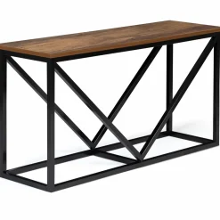 Portes bûches intérieur plateau en bois vieilli et métal noir*IDMarket Clearance