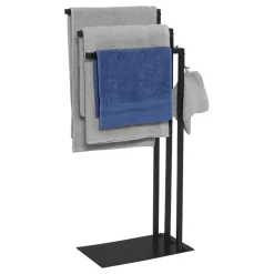 Porte-serviettes sur pied métal noir*IDMarket Clearance