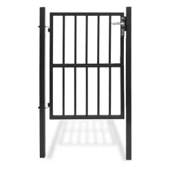 Portillon de jardin barreaudé en acier gris anthracite 105 x 125 CM avec serrure et poignée*IDMarket Hot