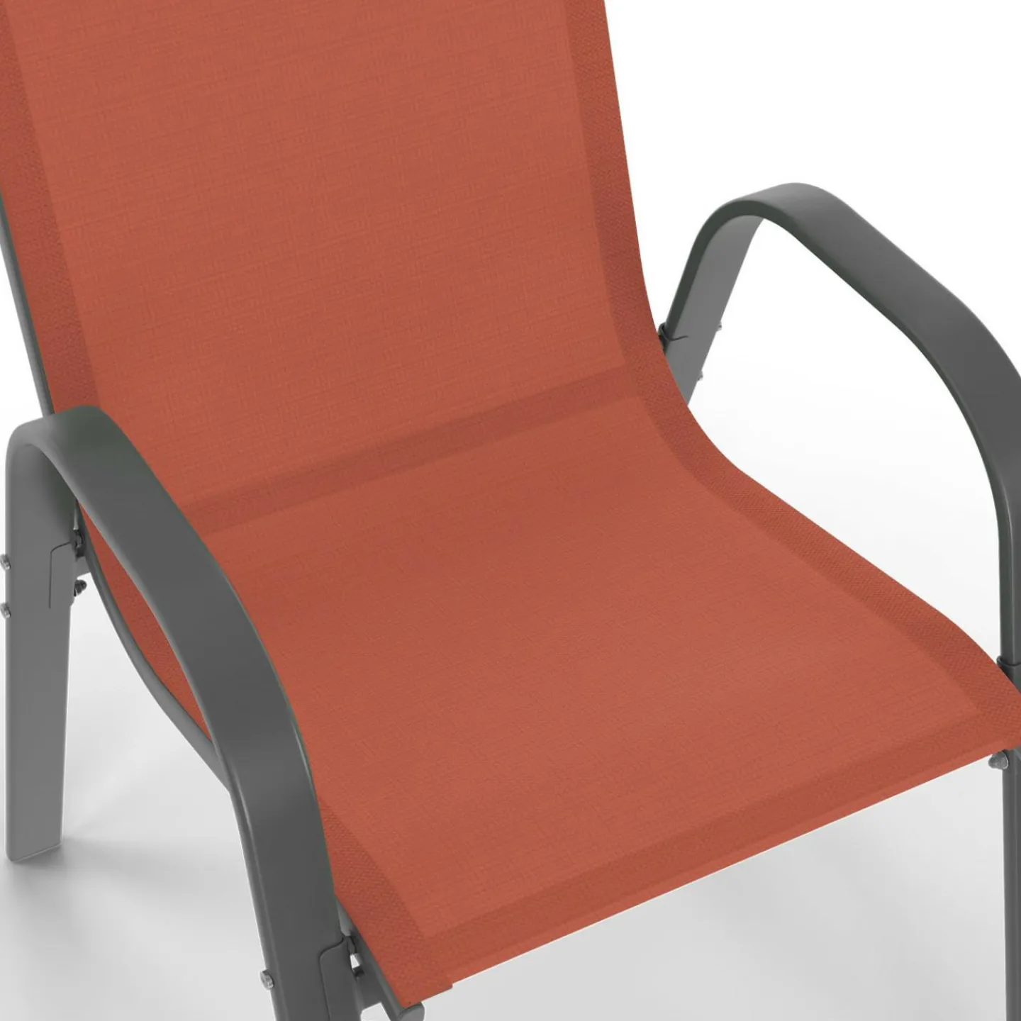 Salon de jardin avec table 150 cm et 6 chaises empilables terracotta et acier*IDMarket Online