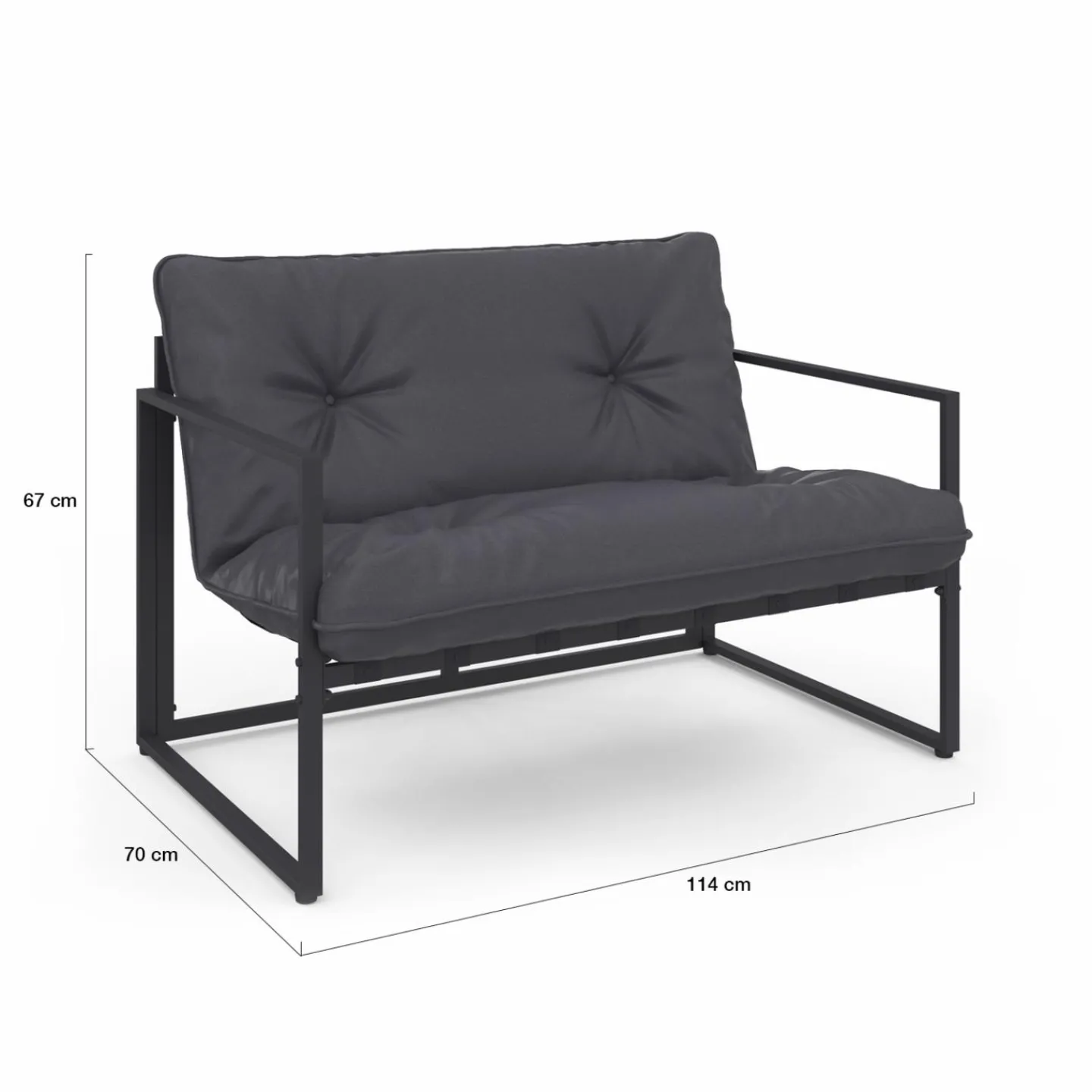 Salon de jardin bas 4 places en acier coloris gris anthracite*IDMarket Clearance