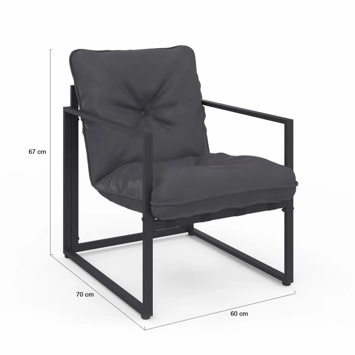 Salon de jardin bas 4 places en acier coloris gris anthracite*IDMarket Clearance