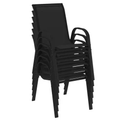 Salon de jardin noir avec table extensible et 12 chaises empilables*IDMarket