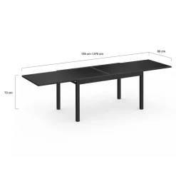 Salon de jardin noir avec table extensible et 12 chaises empilables*IDMarket