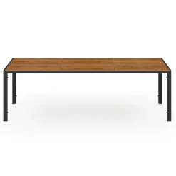 Salon de jardin noir et bois table de jardin 240 cm avec 10 chaises empilables*IDMarket New