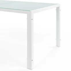 Salon de jardin 6 personnes chaises empilables blanc et beige table 150 cm*IDMarket Clearance