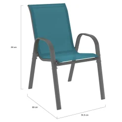 Salon de jardin table 190 cm et 8 chaises empilables bleu canard*IDMarket Sale