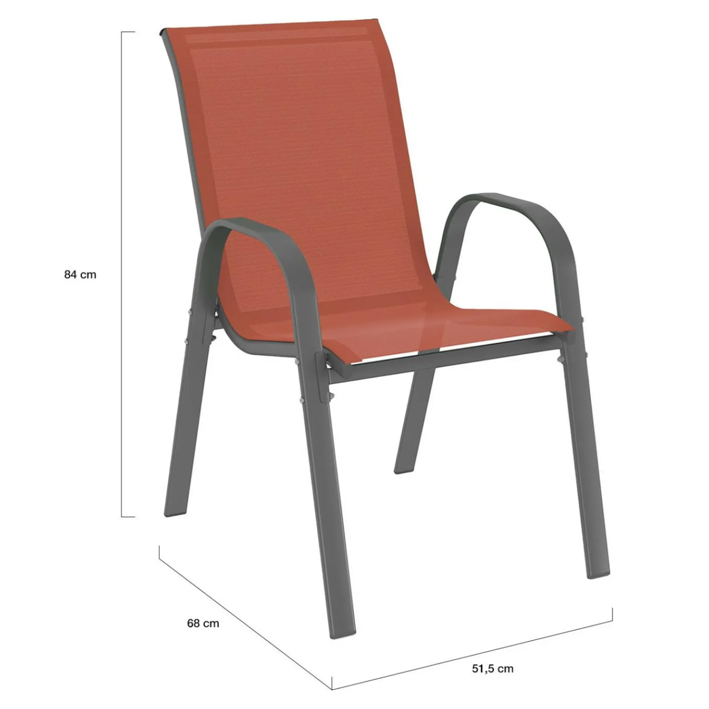 Salon de jardin table 190cm et 8 chaises empilables terracotta*IDMarket Outlet