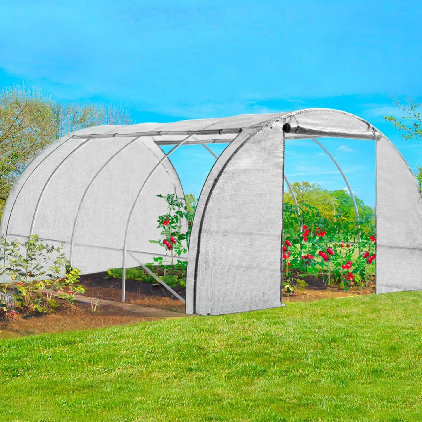 Serre de jardin blanche 12 m² 4x3 m*IDMarket Online