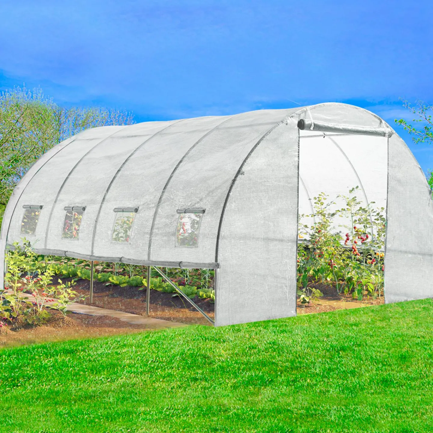 Serre de jardin blanche 12 m² 4x3 m*IDMarket Online