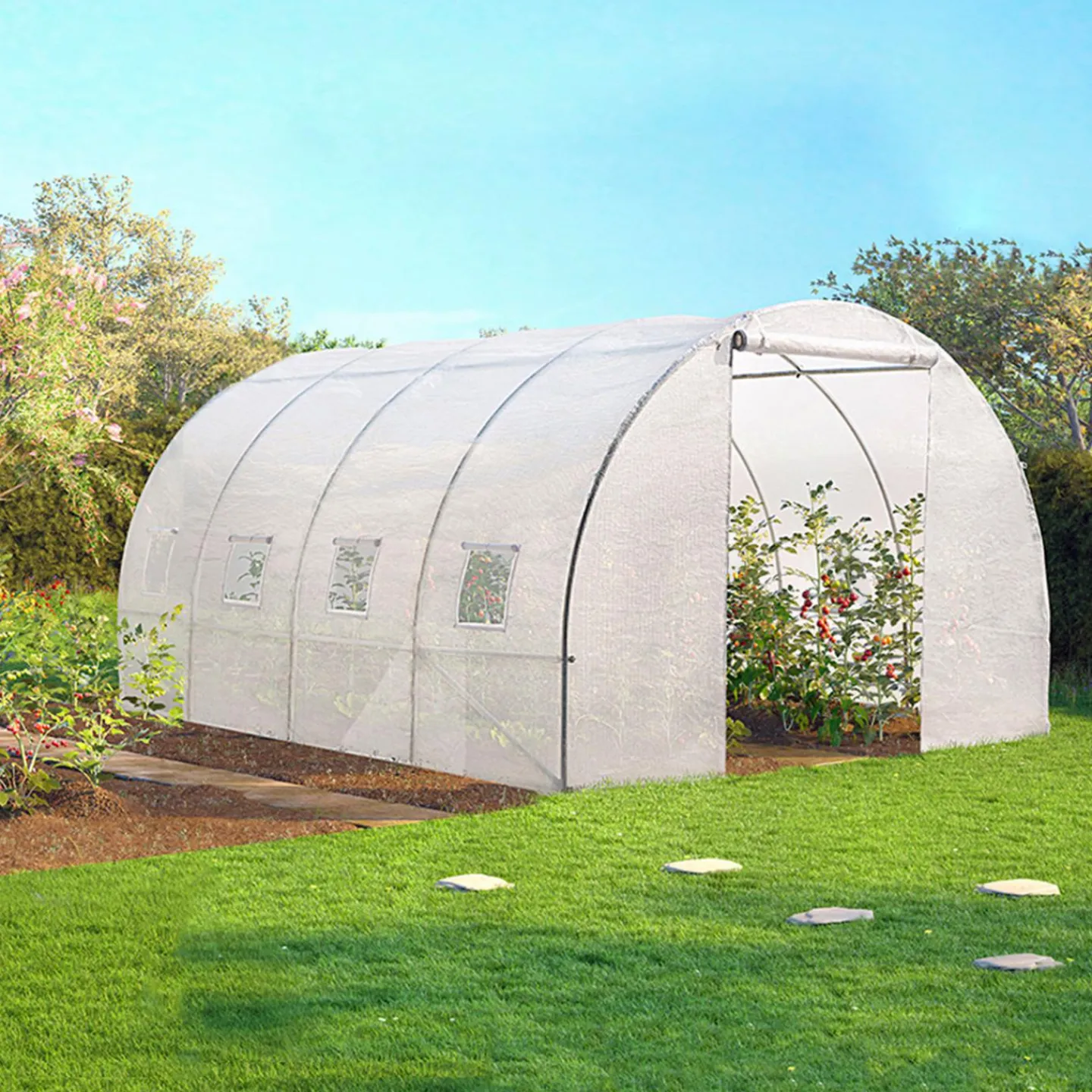 Serre de jardin blanche 12 m² 4x3 m*IDMarket Online