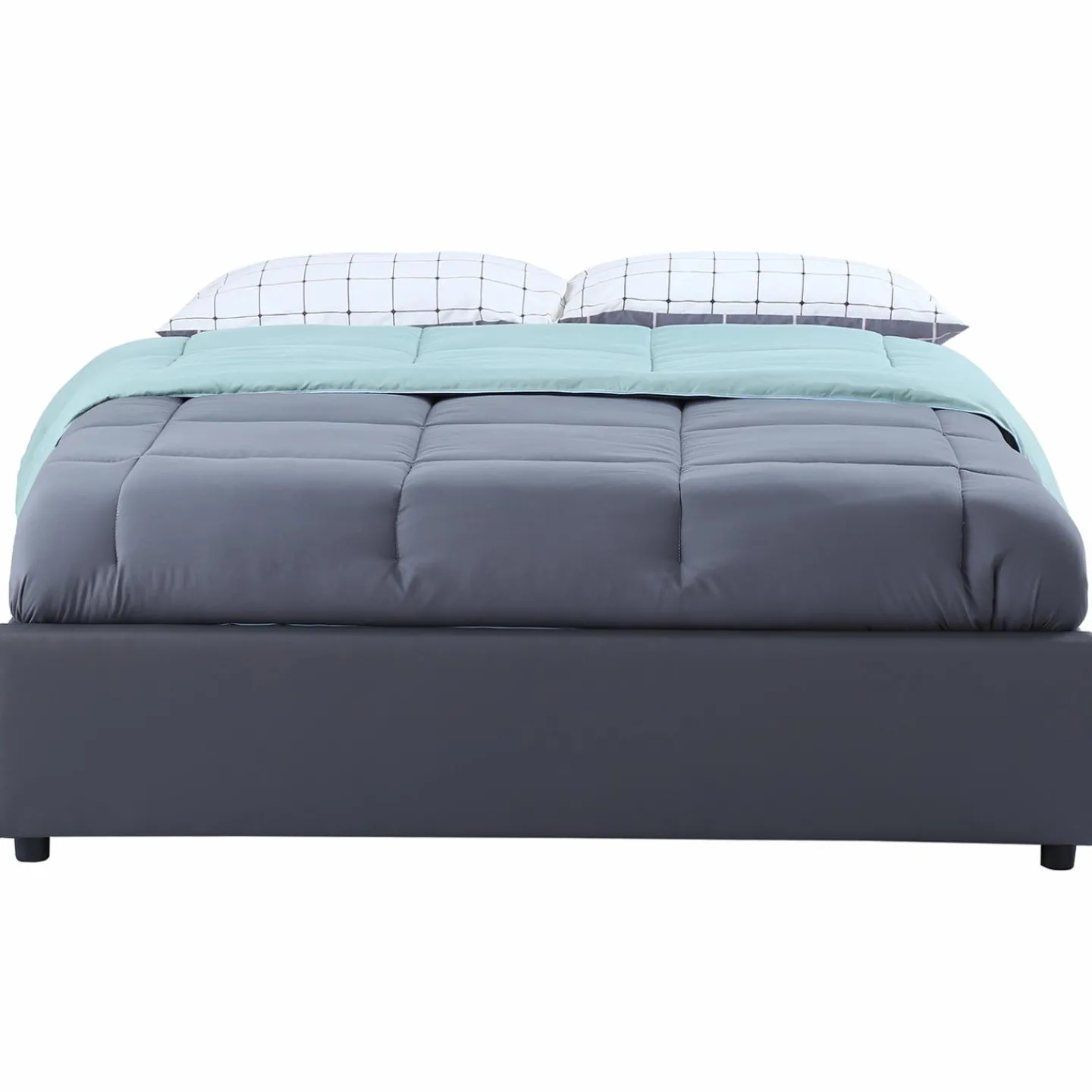 Sommier coffre de rangement 160x200 cm gris*IDMarket Sale