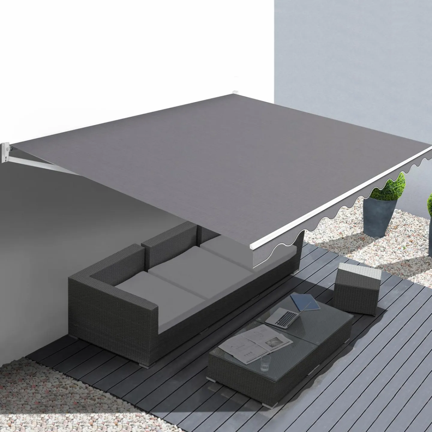 Store banne 3,80x3 m gris anthracite*IDMarket New