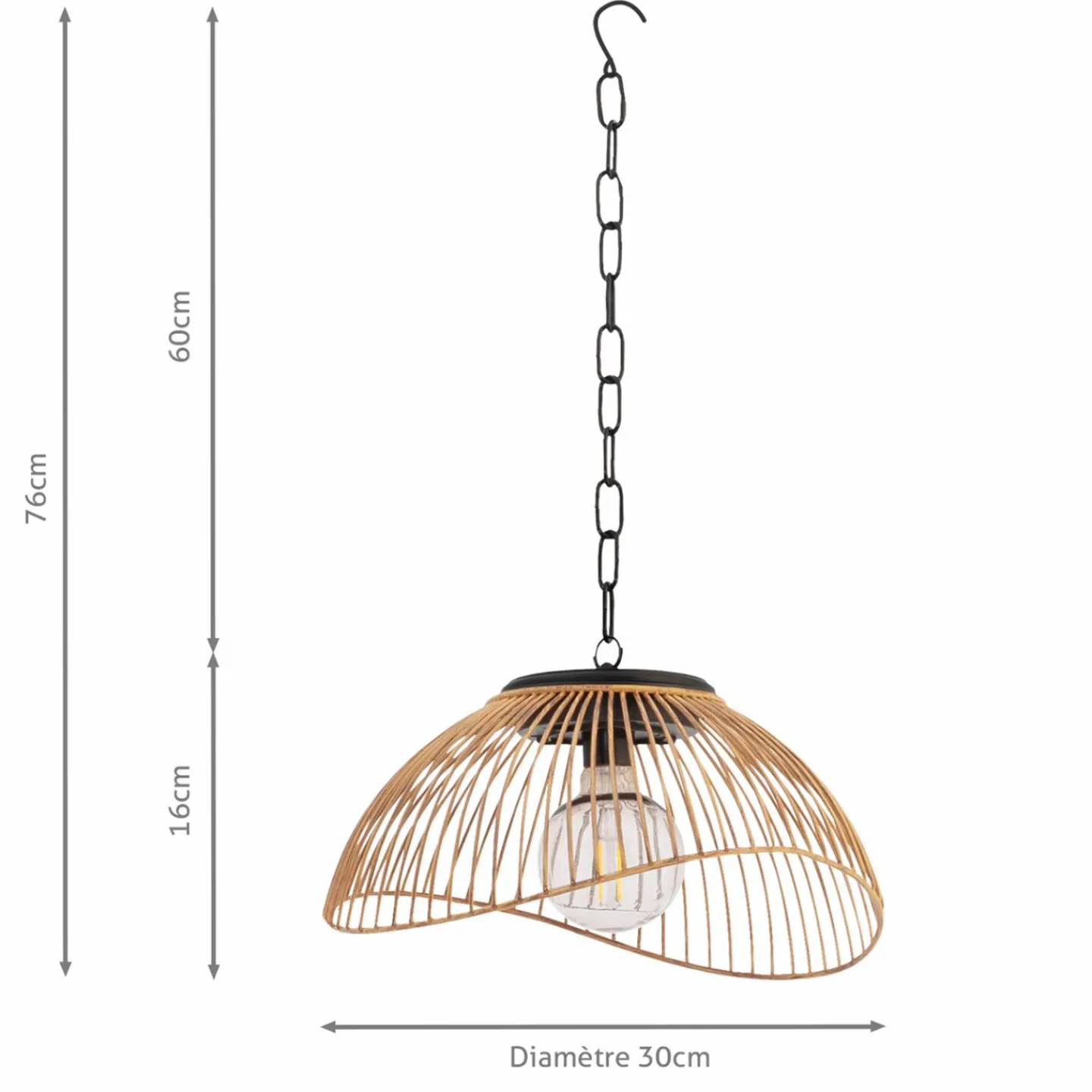Suspension solaire extérieur métal et effet rotin*IDMarket Discount