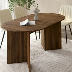 Table à manger extensible ovale MARTHE 6 -10 personnes noyer*IDMarket Sale