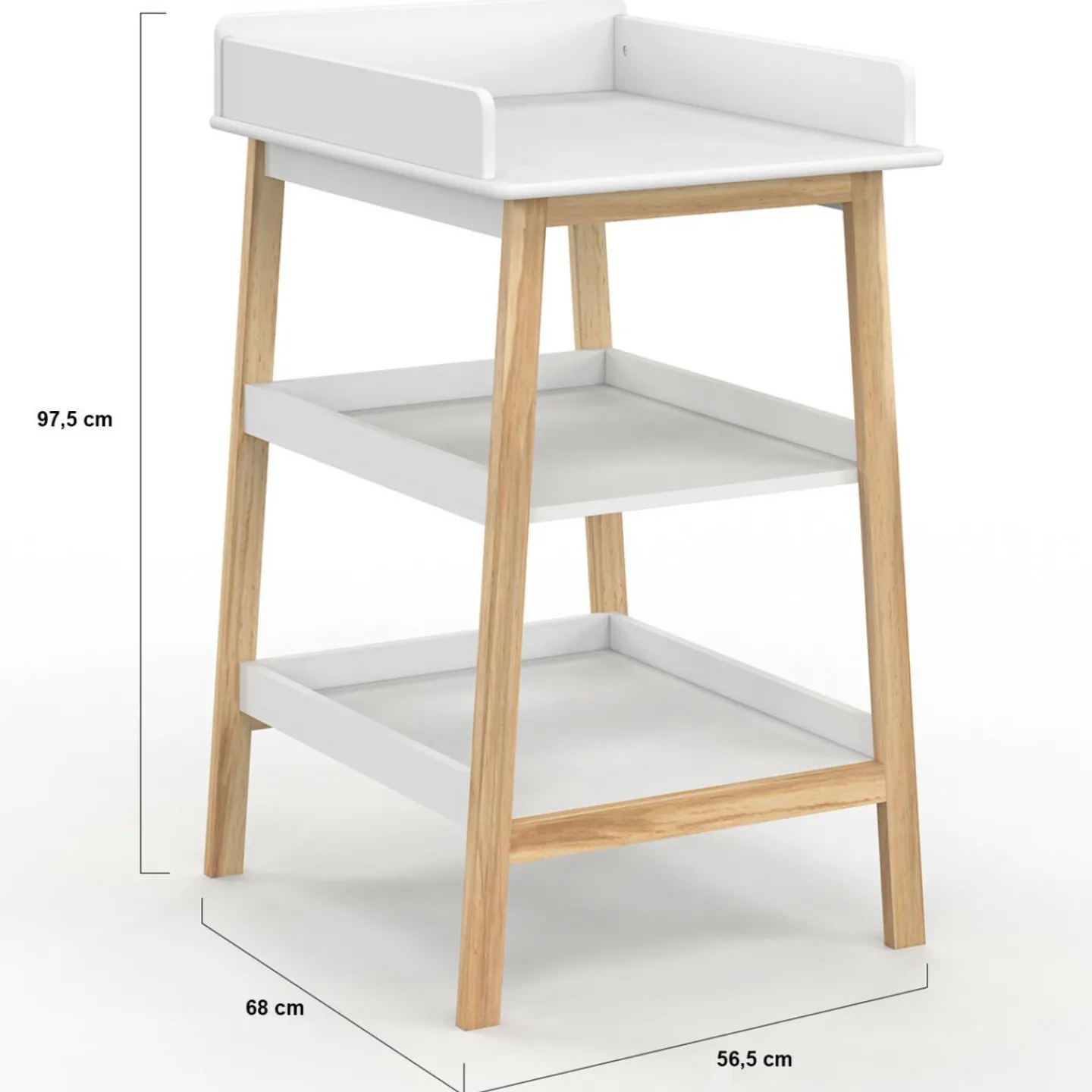 Table à langer avec 2 étagères façon hêtre et blanc*IDMarket Hot