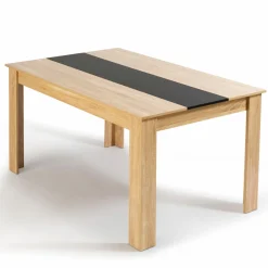Table à manger 6 personnes imitation hêtre et noire*IDMarket Hot
