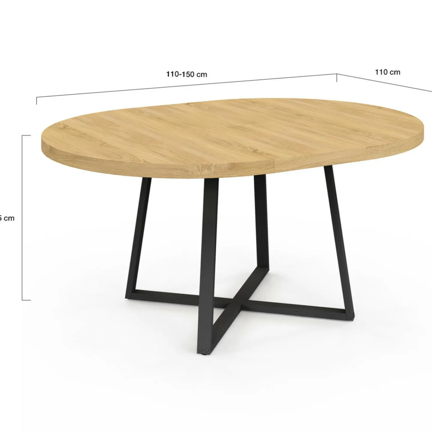 Table à manger ronde bois et noir 4-8 personnes*IDMarket Best