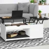 Table basse 2 plateaux relevables bois blanc et gris*IDMarket Outlet