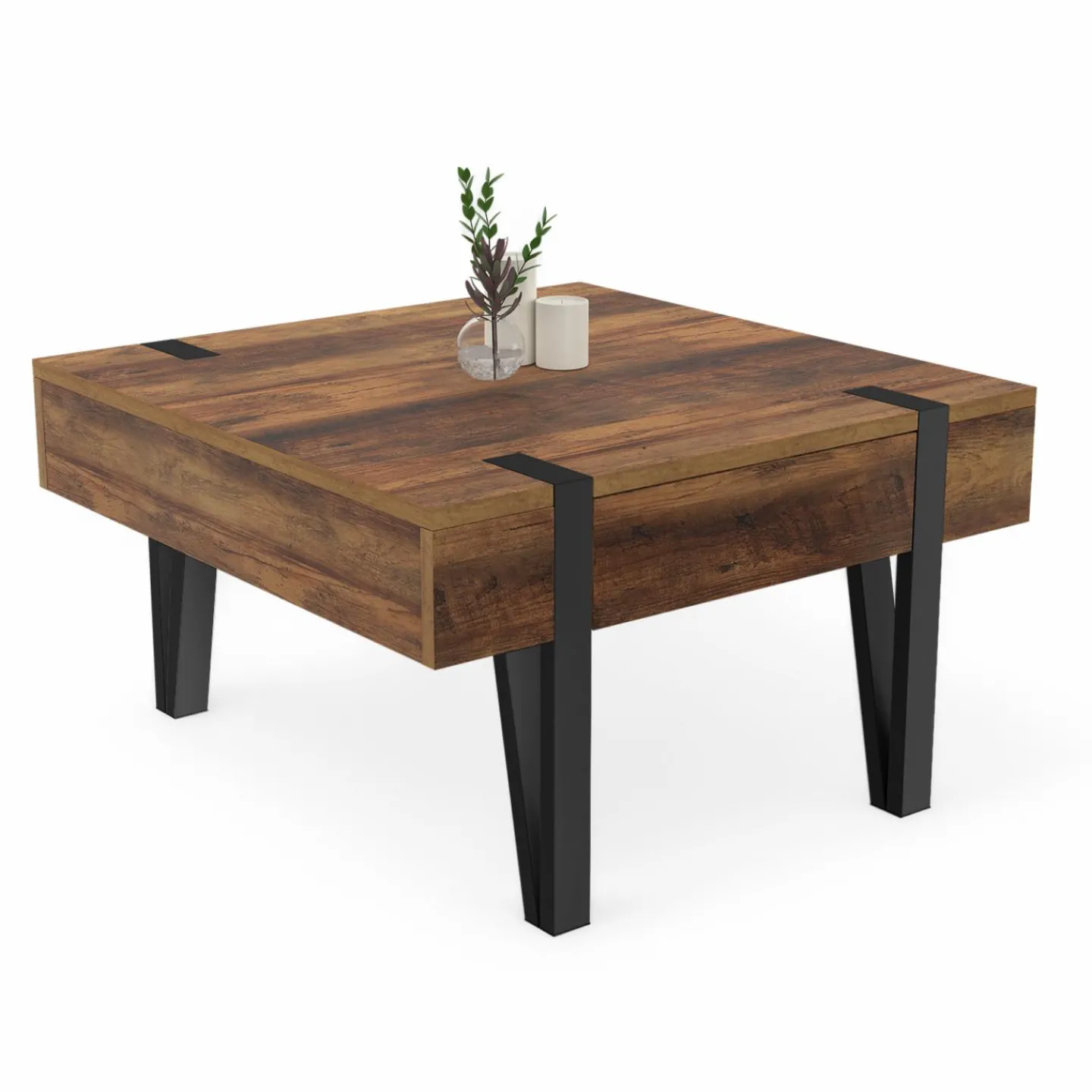 Table basse carrée 1 tiroir et pied épingle*IDMarket Hot