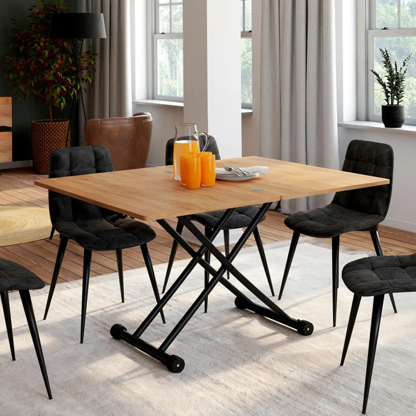 Table basse convertible en table à manger industrielle*IDMarket Clearance