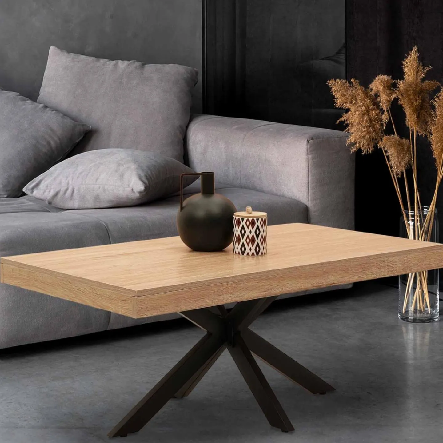 Table basse pied araignée bois et noir*IDMarket Hot