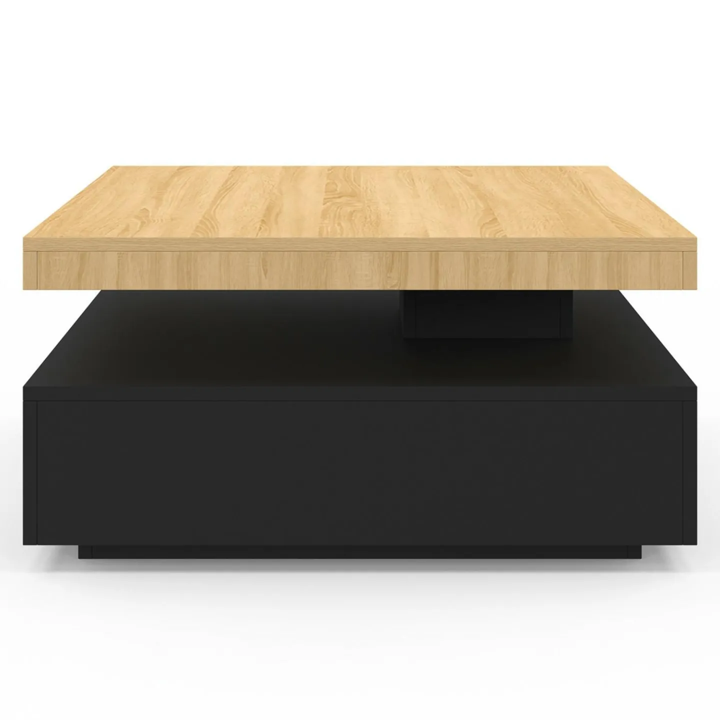 Table basse pivotante carrée bois et noire*IDMarket