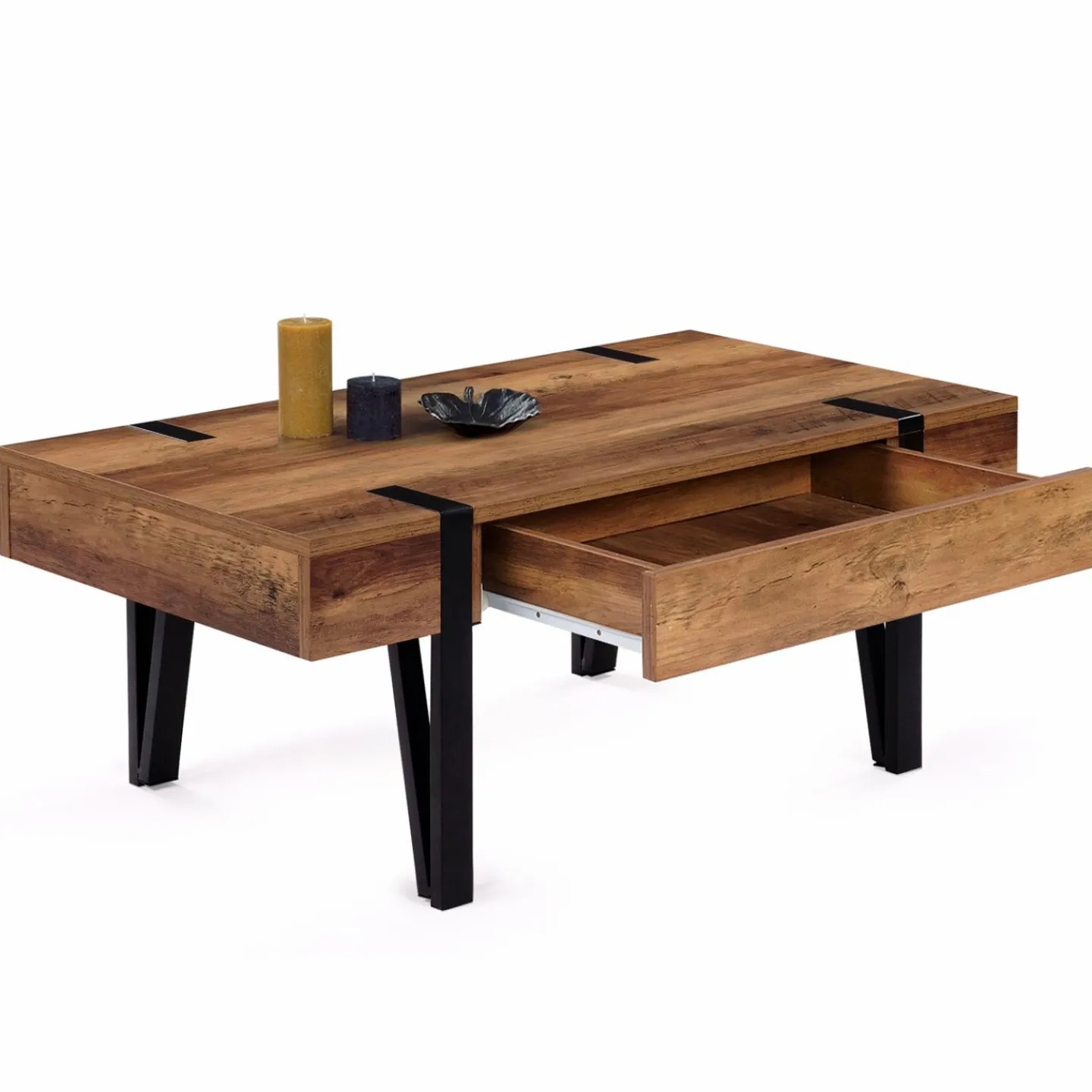 Table basse style industriel 1 tiroir pied épingle*IDMarket Clearance