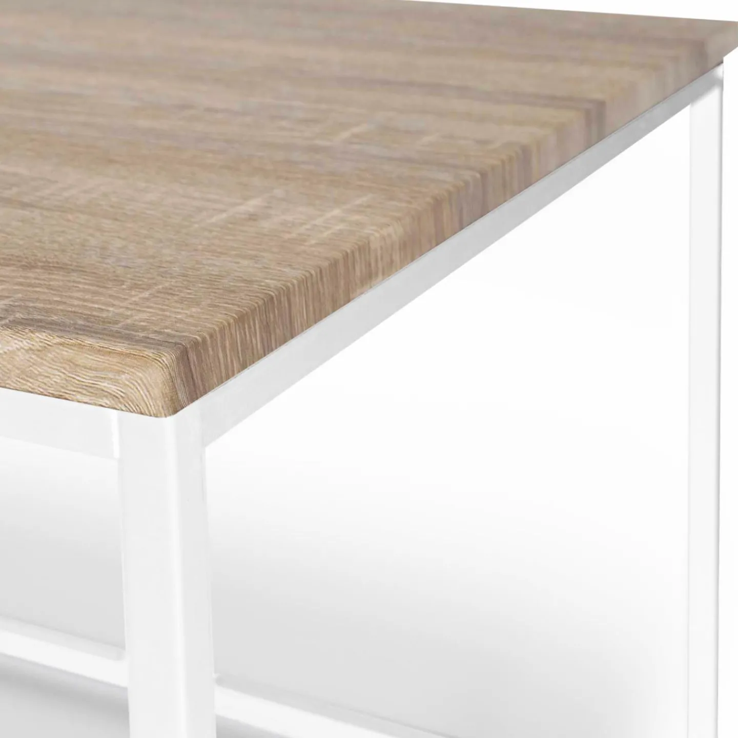 Table basse style industriel bois et métal blanc*IDMarket