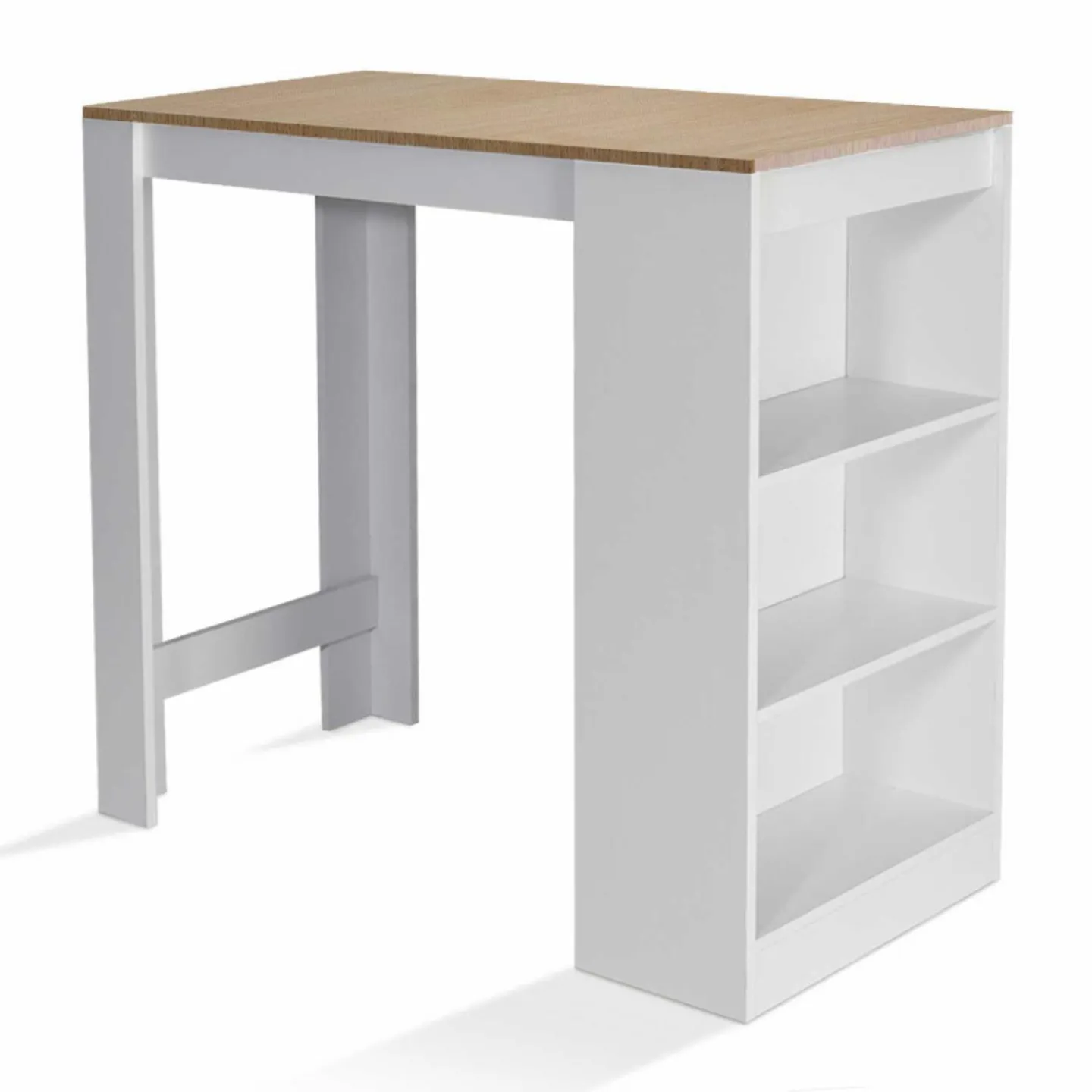 Table de bar haute 2 à 4 personnes bois blanc et imitation hêtre*IDMarket Outlet