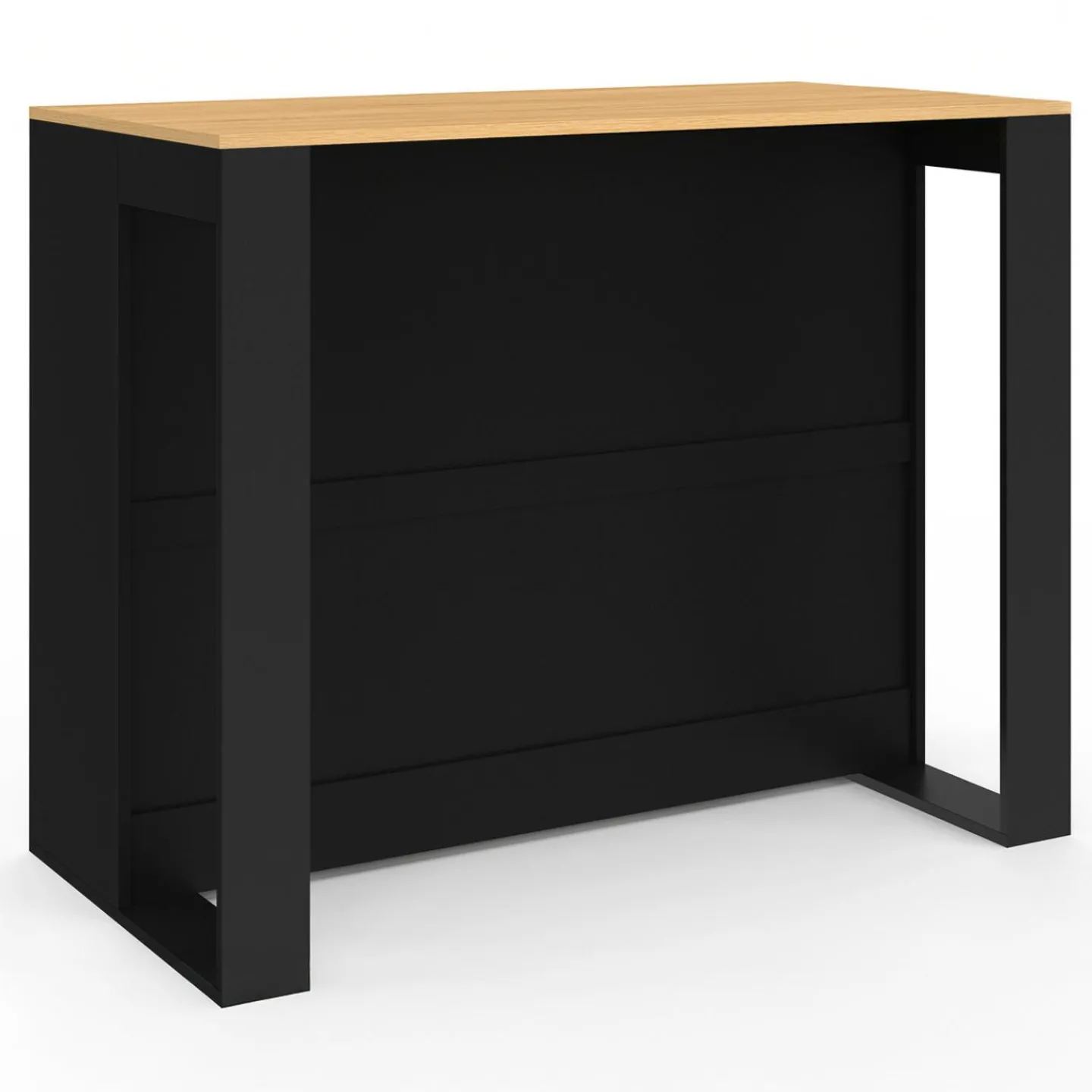 Table de bar îlot en bois noir avec range-bouteilles et plateau façon hêtre 113 cm*IDMarket Hot