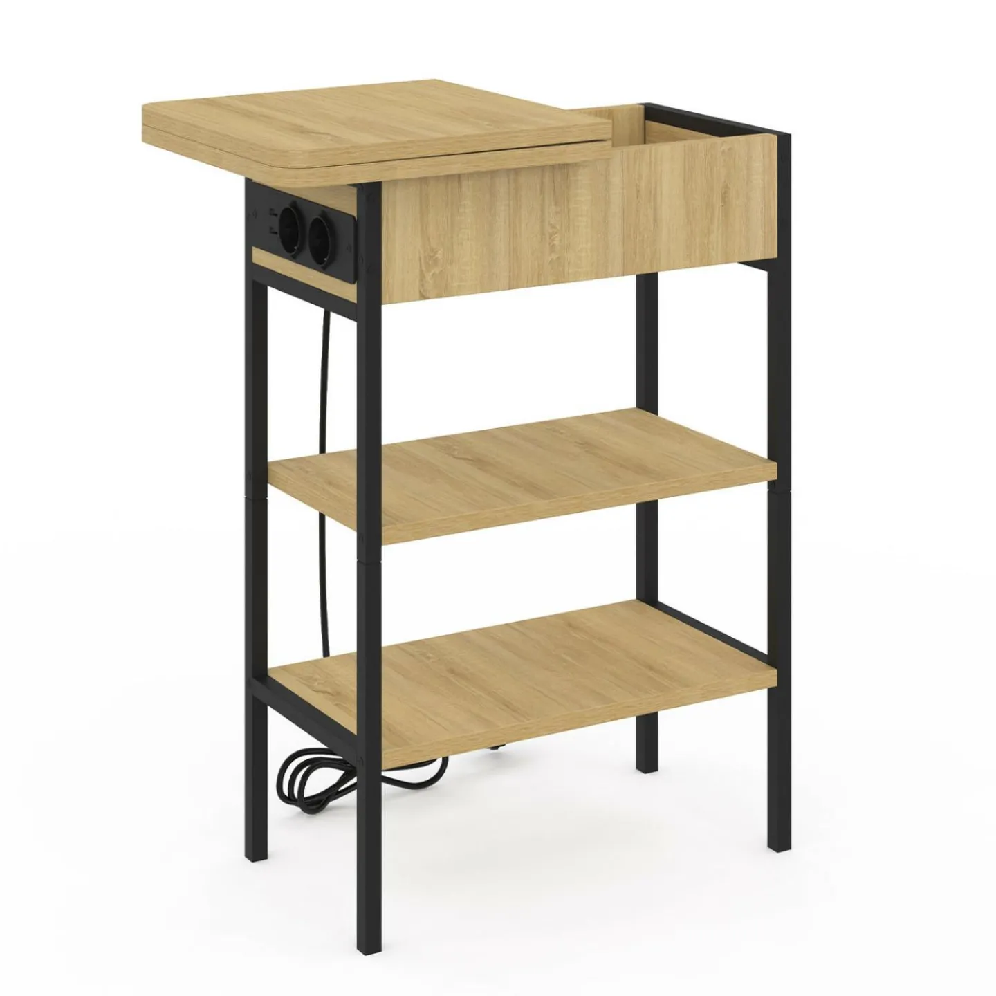 Table de chevet / d'appoint design industriel avec multiprise*IDMarket