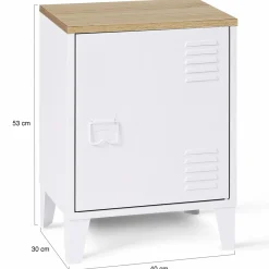 Table de chevet industrielle porte métal et plateau imitation hêtre*IDMarket