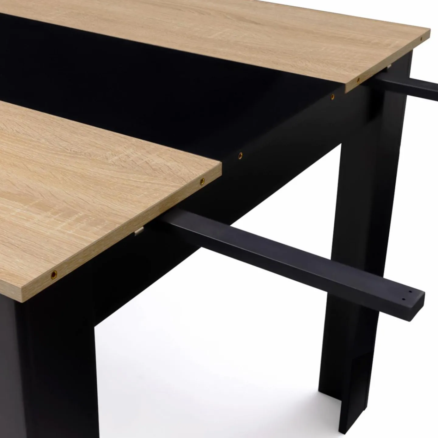 Table de salle à manger extensible noire et imitation hêtre 6-10 personnes*IDMarket Discount
