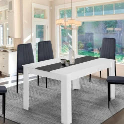 Table de salle à manger extensible blanche et grise 6-10 personnes*IDMarket Discount