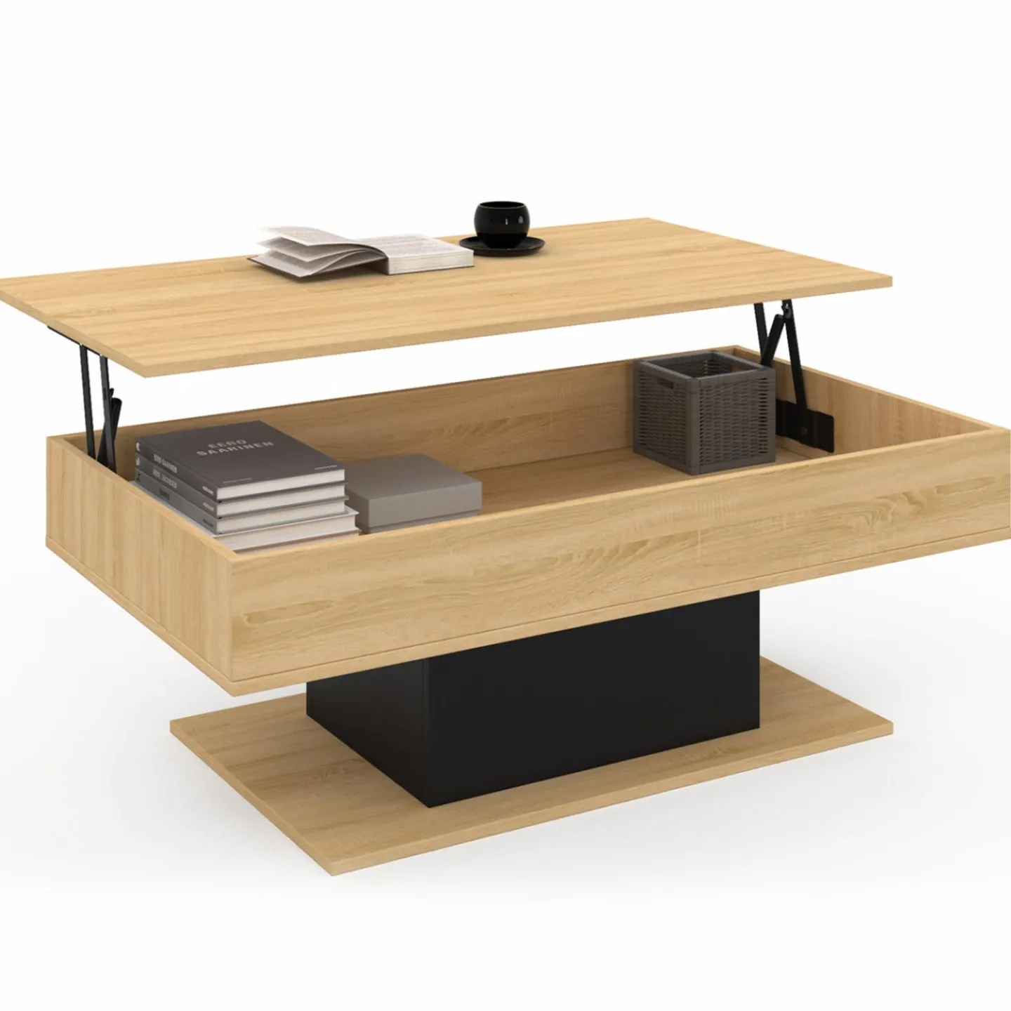 Table de salon relevable bois et noir*IDMarket Best