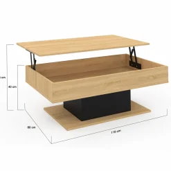 Table de salon relevable bois et noir*IDMarket Best